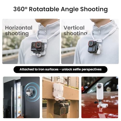aMagisn Magnetic Chest Mount for Action Camera,Hand-Free POV Neck Mount for GoPro Hero 13/12,DJI Osmo Action 6/5Pro /4, Insta360 X6/X5/Ace Pro 2,Action Camera Accessories for Vlog,Sports Travel-White — view 4