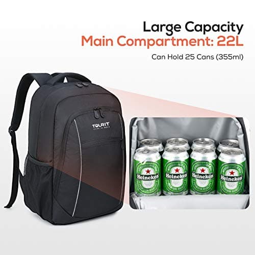 TOURIT Insulated Cooler Backpack - Lightweight, Leak-Proof Bag for Men Women, Work, Picnics, Hiking, Camping, Beach, Park Day Trips - 25 Cans — view 3