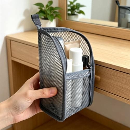 Standing Toiletry Bag, Mesh Makeup Bag, Travel Toothbrush Storage Pouch — view 5