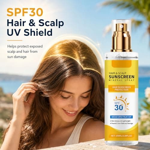 Ginger Hair & Scalp Sunscreen Spray SPF30 - Mineral UV Protector, Non Greasy Weightless Mist with Keratin Panthenol, 100ml Sun Protection for Colour-Treated Strands, Beach & Travel — view 2