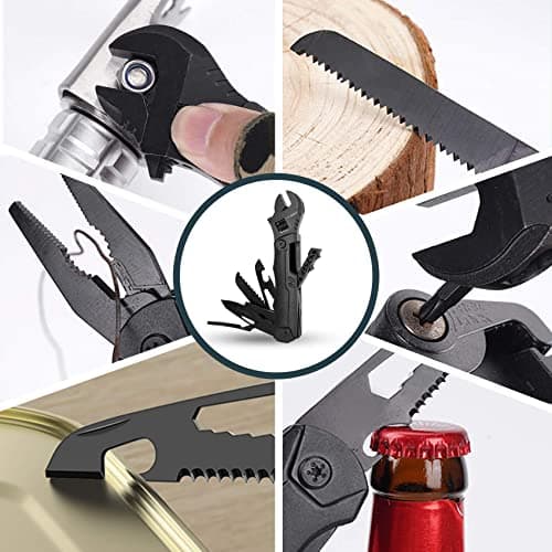 Hanboost Multitool Wrench 19 in 1 Multipurpose Camping Gear Pocket Size Adjustable Wrench with Pliers, Wire Cutter, Cutting Saw, Bottle Opener for Maintenance, Camping and DIY,Gift for Him — view 5