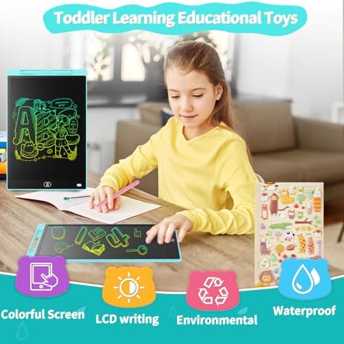 [2 Pack]Genialba LCD Drawing Board 12 Inch, Colourful LCD Writing Tablet Erasable [Individual Package], Toddler Toys Learning Educational Toys for 2 3 4 5 6 7 Years Boys Girls (Green&Blue) — view 3