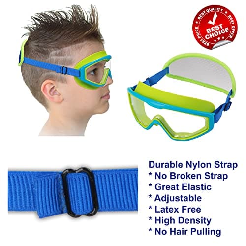 RUIGAO Kids Swim Goggles Age 4-12, Toddler Goggles No Tangle, Child Swimming Mask/Bungee Strap/Soft Band (1PK - Blue Fish) — view 5