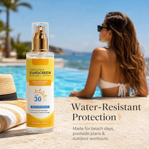 Ginger Hair & Scalp Sunscreen Spray SPF30 - Mineral UV Protector, Non Greasy Weightless Mist with Keratin Panthenol, 100ml Sun Protection for Colour-Treated Strands, Beach & Travel — view 6