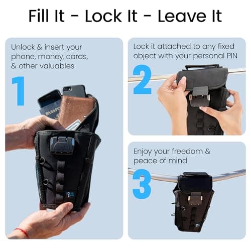 FlexSafe Aquavault | Beach Chair Vault | Anti Theft Combination Lock | 3 Digit Programmable Lock | Water Resistant, Slash Resistant and RFID Blocking (Black) — view 5
