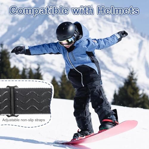 YooxArmor OTG Kids Ski Goggles,Anti fog Skiing Snowboard Goggles with Double Lenses for Children 6-14 Years,100% UV 400 Protection for Boys Girls,Helmet Compatible — view 4