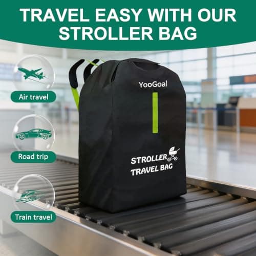 YooGoal Stroller Bag for Airplane 60x40x105cm, Pushchair Travel Bag Large Capacity Pram Cover for Gate Check Waterproof Buggy Accessories Suitable for Most Pushchairs — view 6