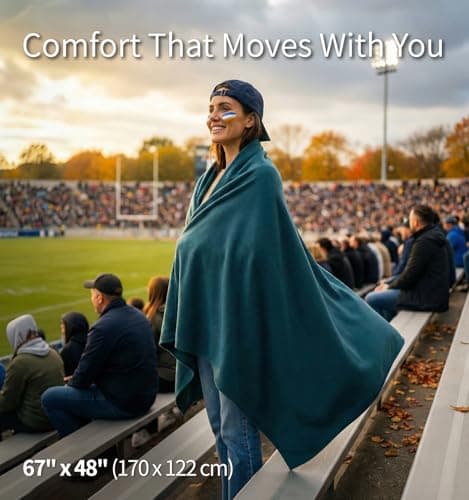 Litume Travel Blanket, Lightweight and Breathable, 170 x 122 cm, Soft Plane Blanket for Travelers, Foldable Camping Sheet with Pack Sack for Train, Camping, Travel (Fleece, E651) (Deep Teal) — view 3