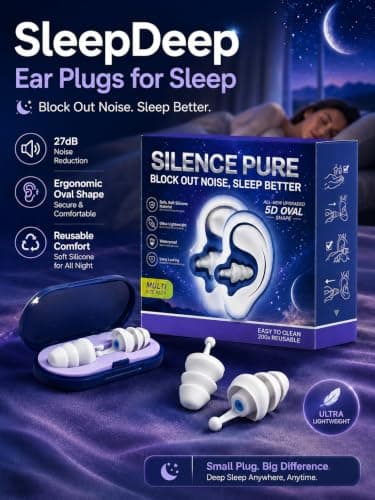 2Pairs Noise Cancelling Ear Plugs for Sleep, Soft Silicone 27dB Noise Reduction Earplugs for Sleeping, Lightweight & Washable, Snoring Blocking, Travel, Motorcycle, 2 Sizes Earplug with Ear Plug Case — view 3