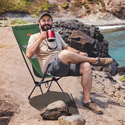 Rainberg Ultra Lightweight High Back Camping Chair, Folding Chair, Camping Chairs for Adults, Foldable Garden Outdoor Picnic BBQ Chairs. (Pack of 1, Green) — view 2