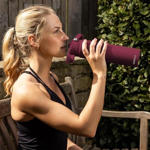 OMNIA NUTRIENTS Vacuum Insulated Stainless Steel Water Bottle, 2 Lids (Straw & Spout) Leakproof, BPA-Free, Reusable Flask Ideal for Travel and Outdoors (Burgundy - 750 ml) — view 4