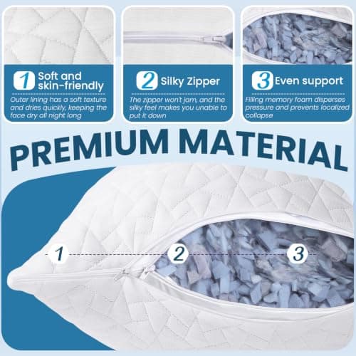 A-Pce 2 Pack Shredded Memory Foam Pillow for All Sleepers,76x51cm — view 2