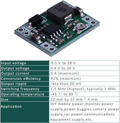 GTIWUNG 10Pack MP1584EN DC-DC 3A Power Downward Adjustable Module Buck Converter 24V to 12V 9V 5V 3V Arduino, Ultra Small DC-DC 4.5-28V to 0.8-20V Step Down Adjustable Converter — view 3