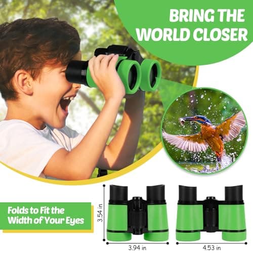 Binoculars for Kids, Kids Binoculars toys for 3 4 5 6 7 8 Years Boys and Girls, Set with Magnifying Glass & Compass - Birthday Gifts Outdoor Toy for Kid Ages 3-8 Toddler Camping (green) — view 2