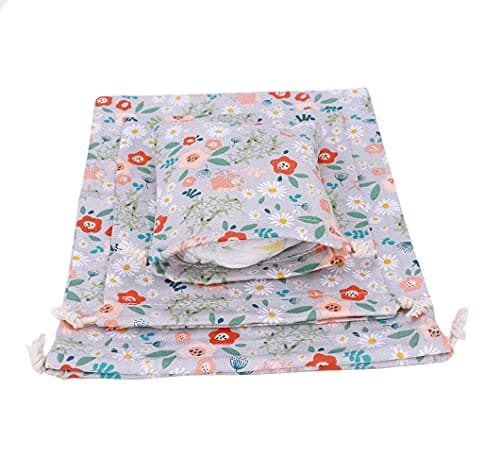 Amoyie Cotton Drawstring Bag 3pcs, Kids Storage Bag, Fabric Organiser Pouch — view 4