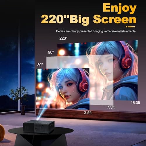 Mini Projector, Small Portable Projector .Suitable for children's gifts Video Projector, indoor video movies, and games. with Remote Control.Compatible for Smartphone, Laptop, PC (J9-G) — view 4