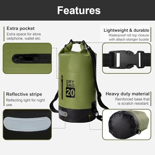 Blackace arteesol Waterproof Dry Bag 5L 10L 20L 30L Waterproof Bag with Long Adjustable Handle for Kayaking Boat Excursion Canoe/Fishing/Rafting/Swimming/Snowboarding — view 4