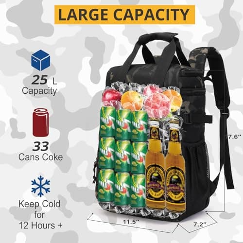 Tactical Backpack Cooler,Lunch Backpack for Men Adults Work with Handle，Soft Cooler Backpack Insulated Water Resistant Leak Proof — view 5