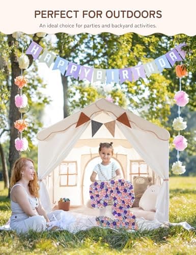 besrey 2-in-1 Kids Tent Indoor, Kids Play Tent, Tent for Kids-Beige — view 4