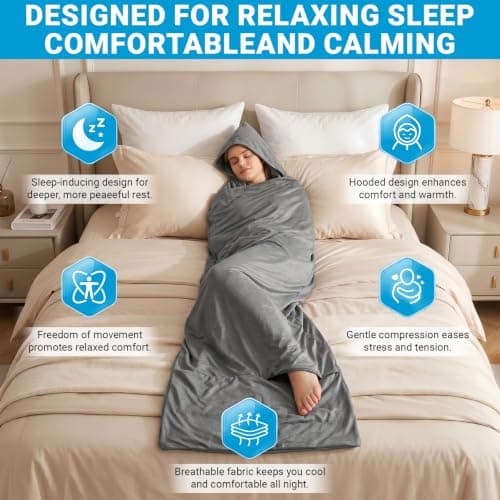 Sleep Pod Wearable Blanket, Sensory Hoodie Sleep Sack for Adults — view 4