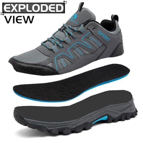 ASOCO DREAM Hiking Shoes Mens Womens Walking Boots Lightweight Breathable Trekking Climbing Trainers Outdoor Backpacking Camping Sneaker,Grey,7 UK — view 5