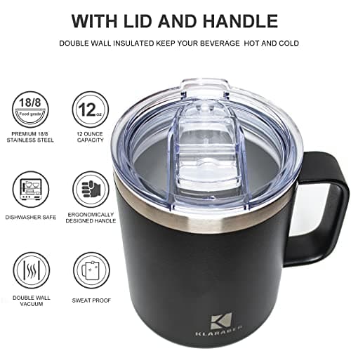 Thermal Cup, Camping Mug, Thermal Mug, Insulated Coffee Cup, 350ml, 12oz — view 4