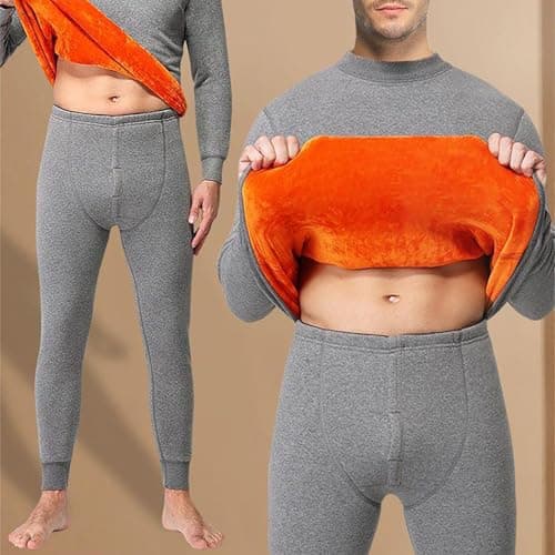 YIzdegg Garment Bag for Travel Gold Fleece Set of High Neck Thermal Underwear Men and Women Thickened and Padded Qiu Jie Qiu Pants In A Set of Two Old People, gray, XL — view 3