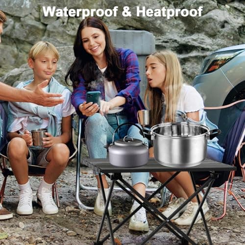 Outplea Small Camping Table Foldable, Lightweight Aluminum Roll-up Picnic Table, Outdoor Table Portable for BBQ Fishing Beach, Black — view 2