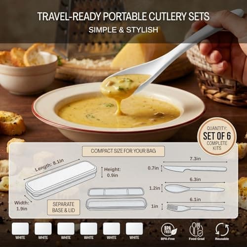 Wrova Reusable Plastic Cutlery Set 24-Piece Cutlery with Knife and Fork Set — view 2