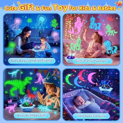One Fire Sensory Toys for Autism, [6 Films + 90 Effects] Star Projector Night Light, [3 Brightness + 360° Rotate] Night Light Kids, Baby Sensory Toys for Babies, Galaxy Projector, Kids Gifts — view 6