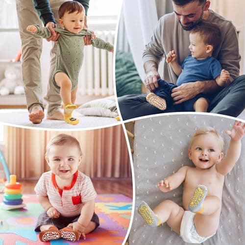 ELUTONG Toddler Non Slip Animal Cartoon Anti Skid Socks - 6 Pairs Grip Ankle Socks for 1-3 Years Baby Boys & Girls — view 6