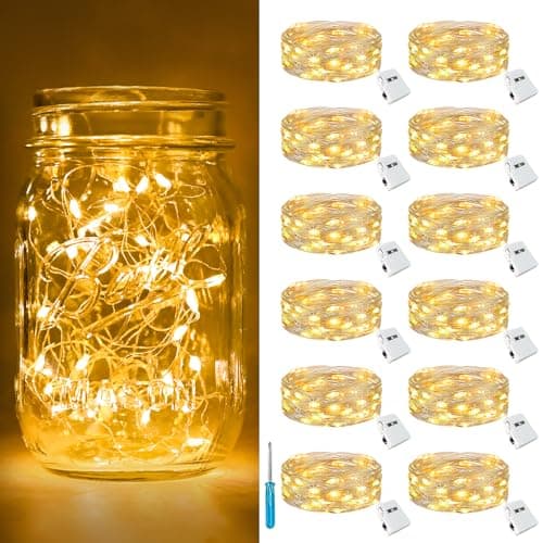 btfarm 12 Pack 3 Modes Fairy Lights Battery Operated, 2M 20LED String Light