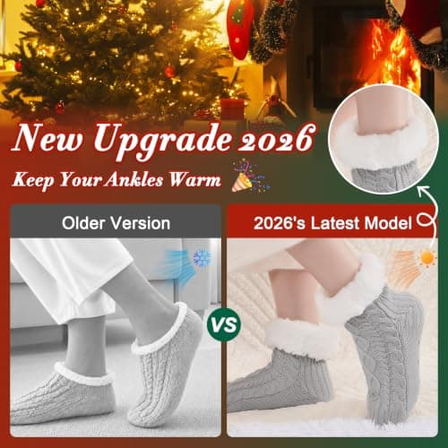 SockWaddles Slipper Socks for Women & Men, Non Slip, Thermal Winter Grey — view 3