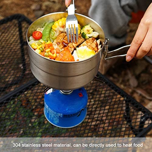 MOVKZACV Stainless Steel Camping Cook Pot with Lid and Foldable Handle 1.5L Large Capacity Bento Pot Outdoor Cookware for Camping, Hiking, Picnic — view 2