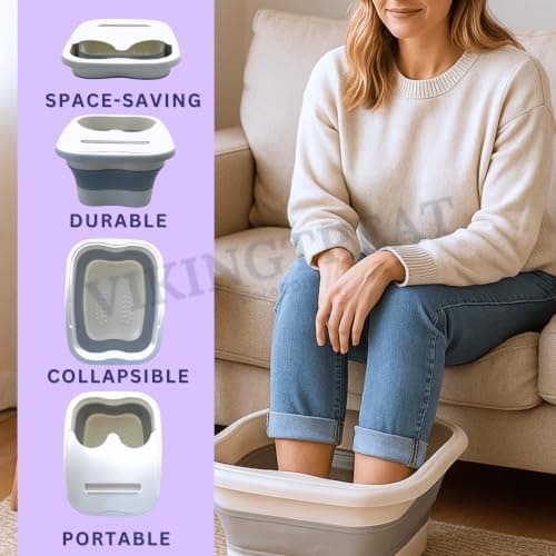 Foot Spa Kit – Foldable Manual Foot Soak Basin with Epsom Salt, Portable Foot Spa Set for Stress Relief, Muscle Recovery & Home Spa Soaking – Non-Electric – Lavender (450g) — view 5