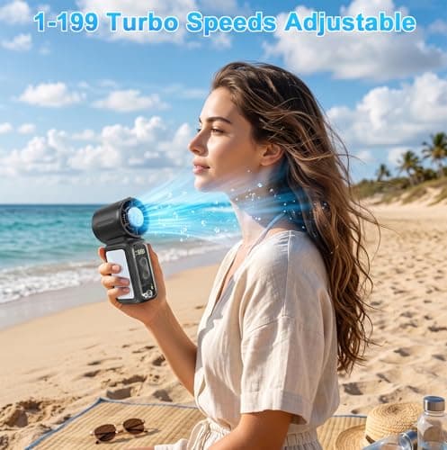 Portable Handheld Fan with Ice Cooling Plate and Flashlight, Personal Mini Turbo Fan Rechargeable, 18000 RPM 199 Speeds, Pocket AC Fans Blow Cold Air Summer Essentials for Outdoor Beach Travel Makeup — view 6