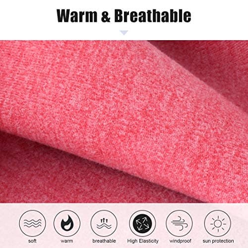 Winter Neck Warmer Fleece Windproof Neck Gaiter Snood for Men Women Cold Weather Face Scarf Headwear for Skiing Running Cycling (Rose+Purple) — view 3