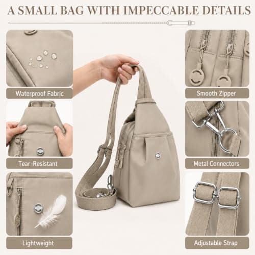 DVDVBOOM Anti Theft Backpack for Women, Convertible Backpack With Multi Pocket, Anti Theft Crossbody Bag Women Chest Shoulder Bags (Khaki) — view 5