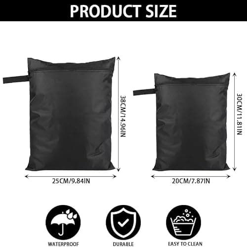 AZWOOD Wet Dry Bags, 2PCS Waterproof Organizer with Handle & Zipper, Reusable Travel Laundry Bag - Washable Cloth Diaper Bags Yoga Bag for Swimming, Gym, Baby Items - Sizes 20x30cm and 25x38cm — view 2