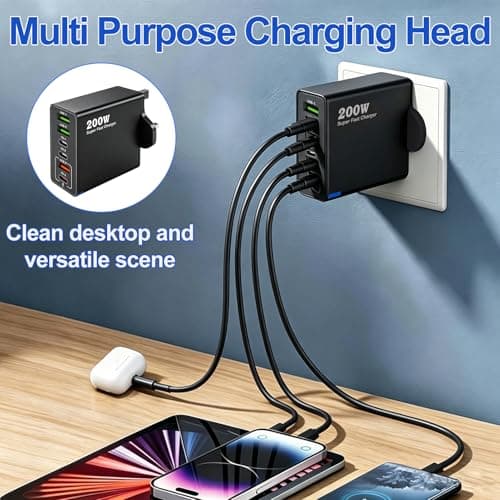 200W USB C Charging Station 6 Port Fast Charger Hub with PD GaN III — view 6