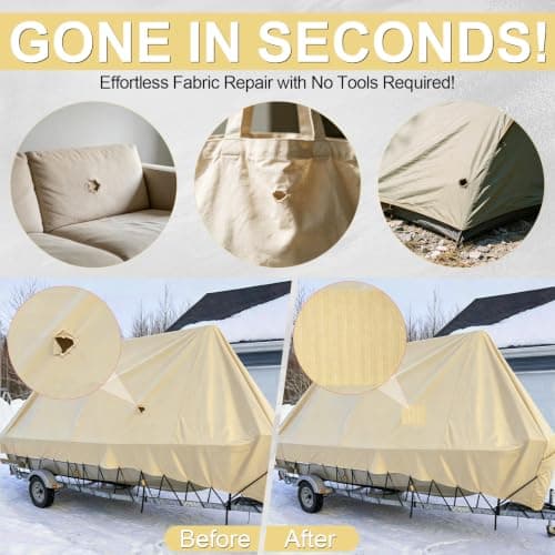Canvas Repair Patches 4 x 79 inch Waterproof Fabric Tape(Beige) — view 5