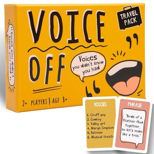 Boxer Gifts Voice Off The Funny Voices Game - Fun Family Travel Game for Kids & Adults, 2+ Players, Ages 8+