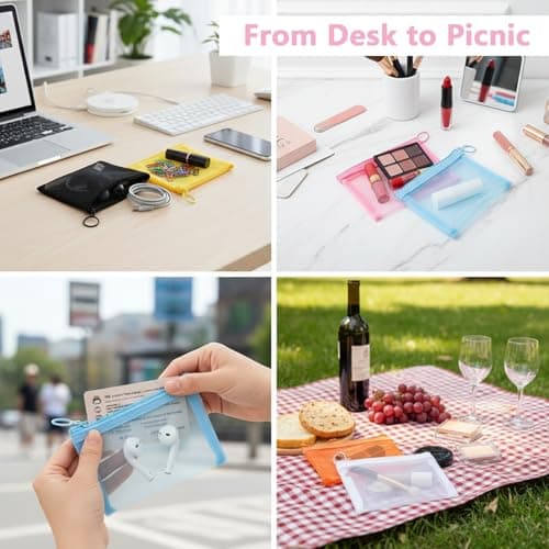 Plkjiu 8-Pack Small Zip Pouch - Travel Pouches & Cosmetic Bags for Handbag Organisation, Transparent Mesh Toiletry Bags for Daily Accessories, Coin Bags & Makeup Organizer — view 6