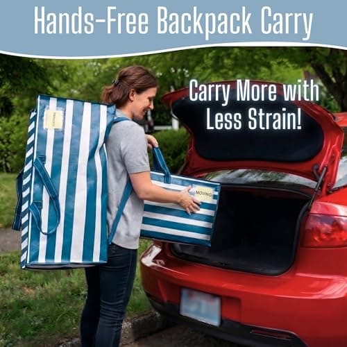 VENO 10 Pack Heavy Duty Moving Bags with Backpack Straps, Zippers & Handles, Extra Large Packing Bags for College Dorm Essentials, Moving Supplies Alternative to Cardboard Moving Boxes — view 4