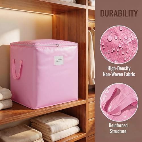 Heavy Duty Storage Box Waterproof Moving Bag Pink 190L Reusable Packing Bag — view 3