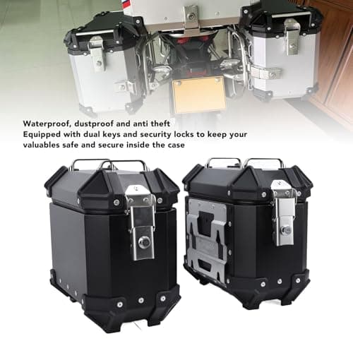 Tissting 18L Motorcycle Side Case - Heavy Duty Aluminum Pannier Hard Saddlebag with Security Lock for Touring Luggage Storage (Black) — view 5