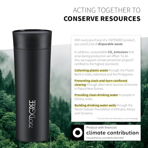 720°DGREE Travel Mug 460ml “PleasureToGo 2.0“ - Choose from 3 Sizes, 6h Hot, 12h Cold, Leakproof, 360° Drinking, BPA-Free, Hygienic - Slim Stainless Steel Thermo Cup for Coffee, Tea to Go - Black — view 5
