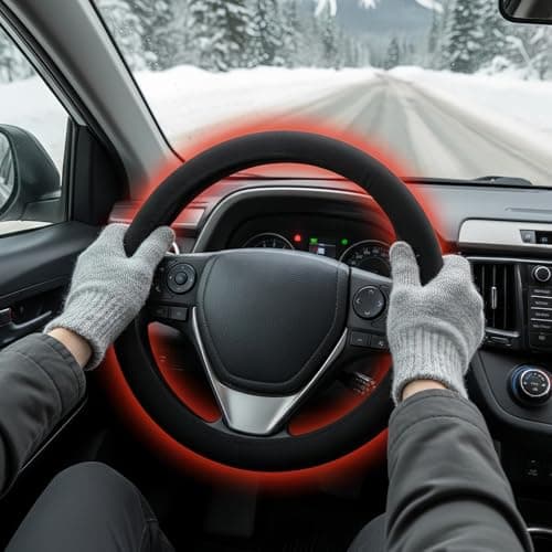 Heated Steering Wheel Cover UK, 2V Heated Cover for Car, Vehicle Hand Warming Steering Wheel Protector, Fit Usual Cars — view 2