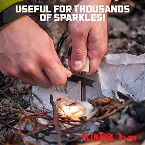 ALTAITREK PRO Survival Lighter with 7 cm Magnesium Shaft | Handcrafted Wooden Handle and Multipurpose Scraper | Flint | Camping Matches | Perfect for Survival Kit | Fire starter — view 3
