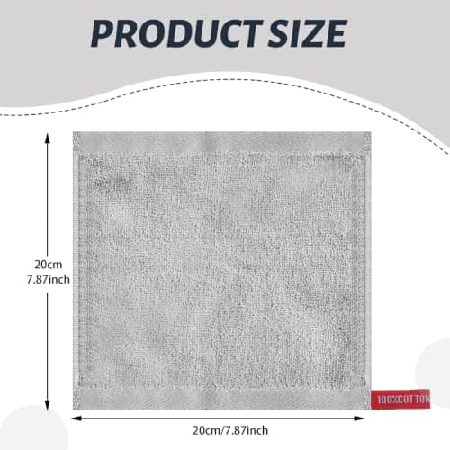 Lanjue 6 Pack Flannel Face Cloths, 20 x 20 cm, Soft Bamboo Fibre, Grey — view 2
